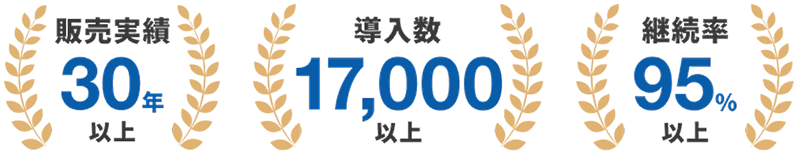 販売実績30年以上、導入数17,000以上、継続率95%以上