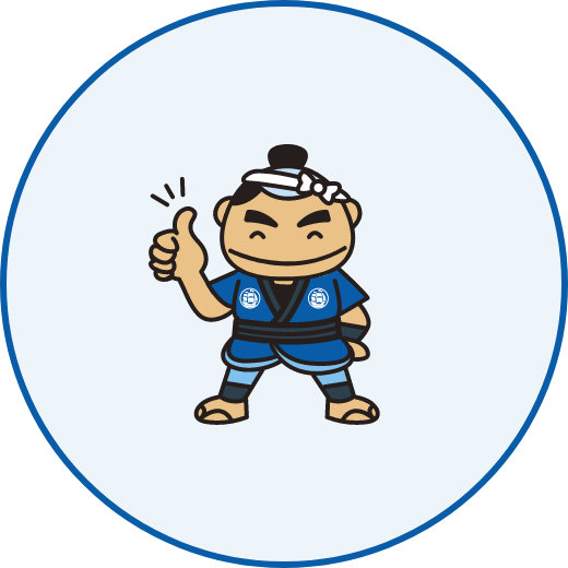 助かっ太が笑顔で親指を立てているイラスト