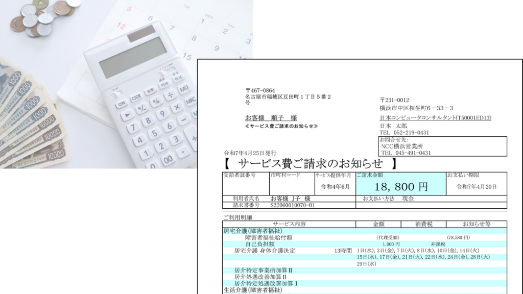 国保連請求・利用者請求に対応した請求書類のイメージ
